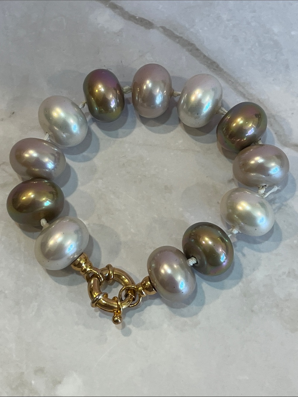 Majorica Vintage Large Crystal Pearls Bracelet 14mm
